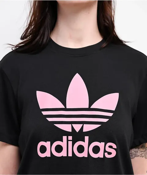 adidas Trefoil Black & Pink Boxy T-Shirt  2