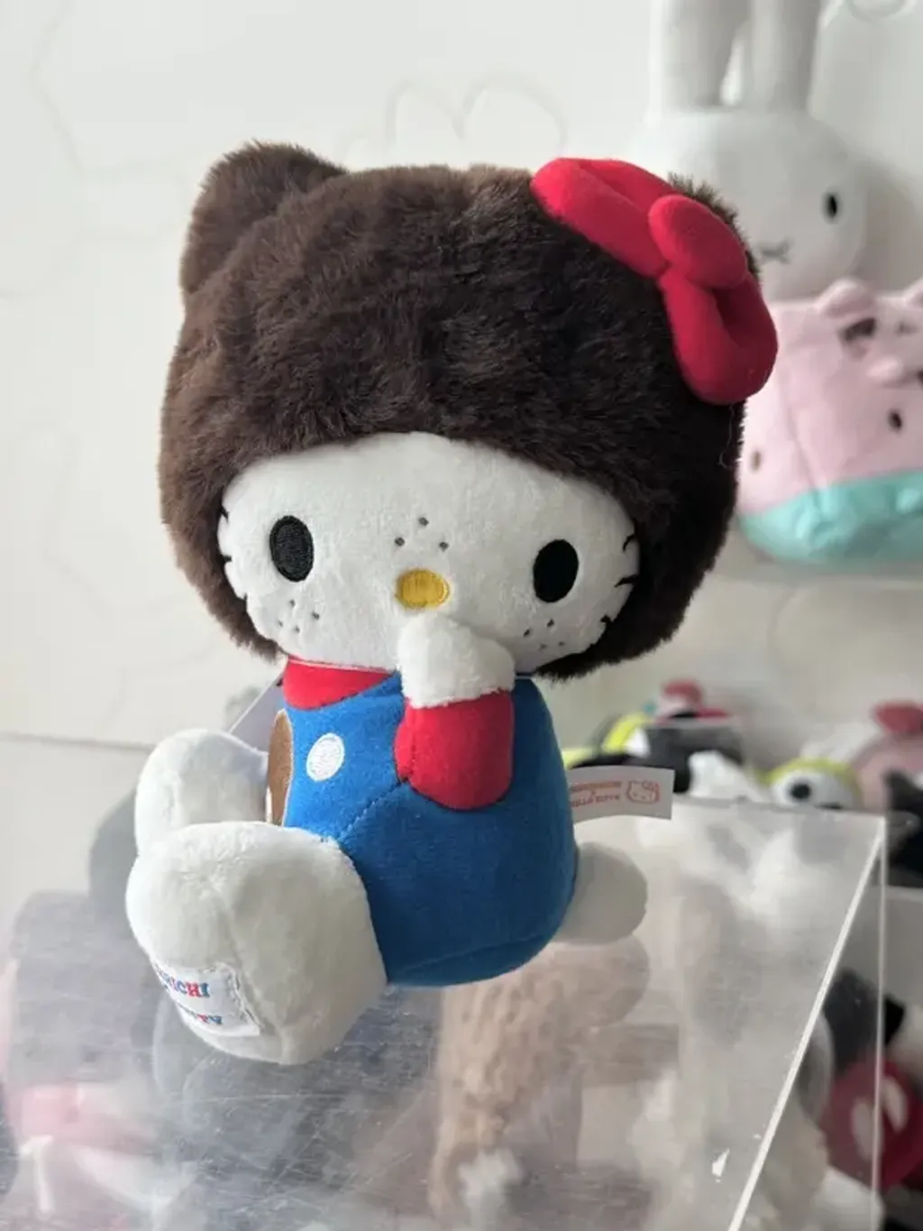 Monchhichi Hello Kitty Overalls Plush  2