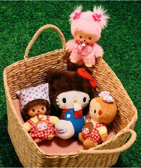 Monchhichi x Hello Kitty Mascot Plush Toy  2