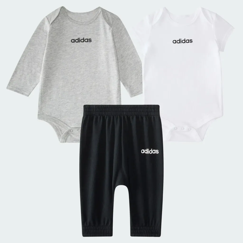 adidas kids 3-Piece Linear Logo Bodyshirt & Pant Set 21