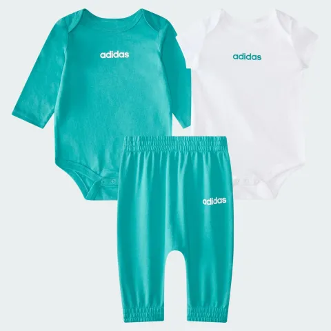 adidas kids 3-Piece Linear Logo Bodyshirt & Pant Set