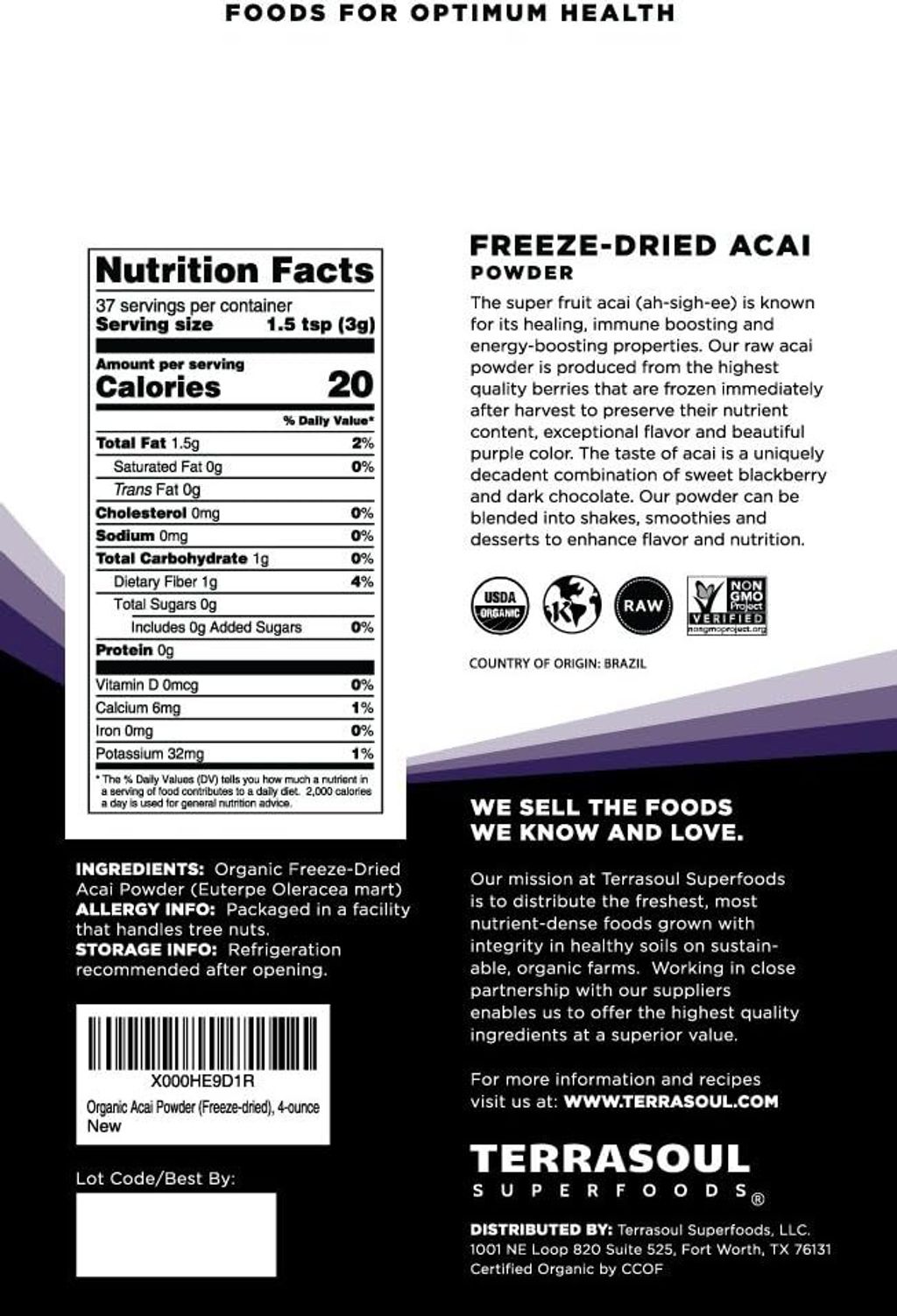Terrasoul Superfoods Organic Acai Berry Powder, 16 Oz 3