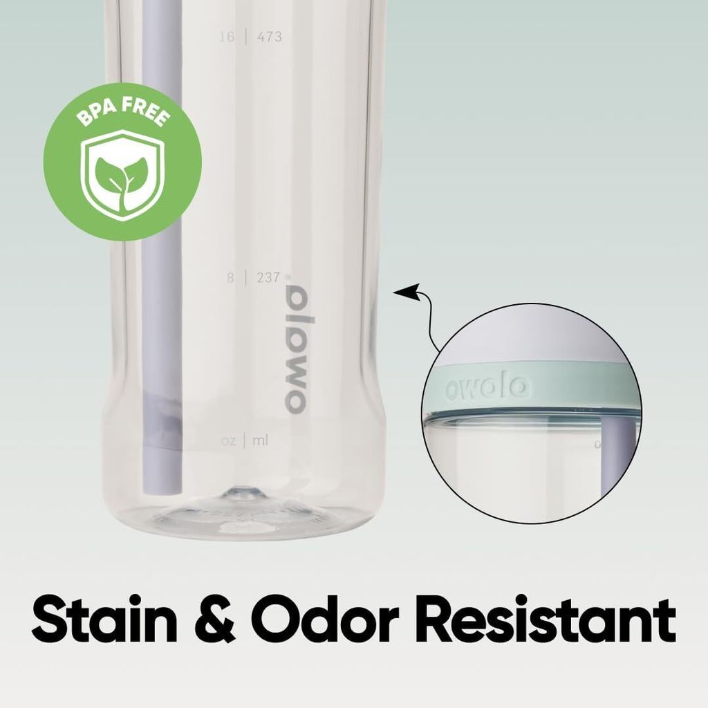 Owala FreeSip Clear Tritan Plastic Water Bottle with Straw, BPA-Free Sports Water Bottle,  14