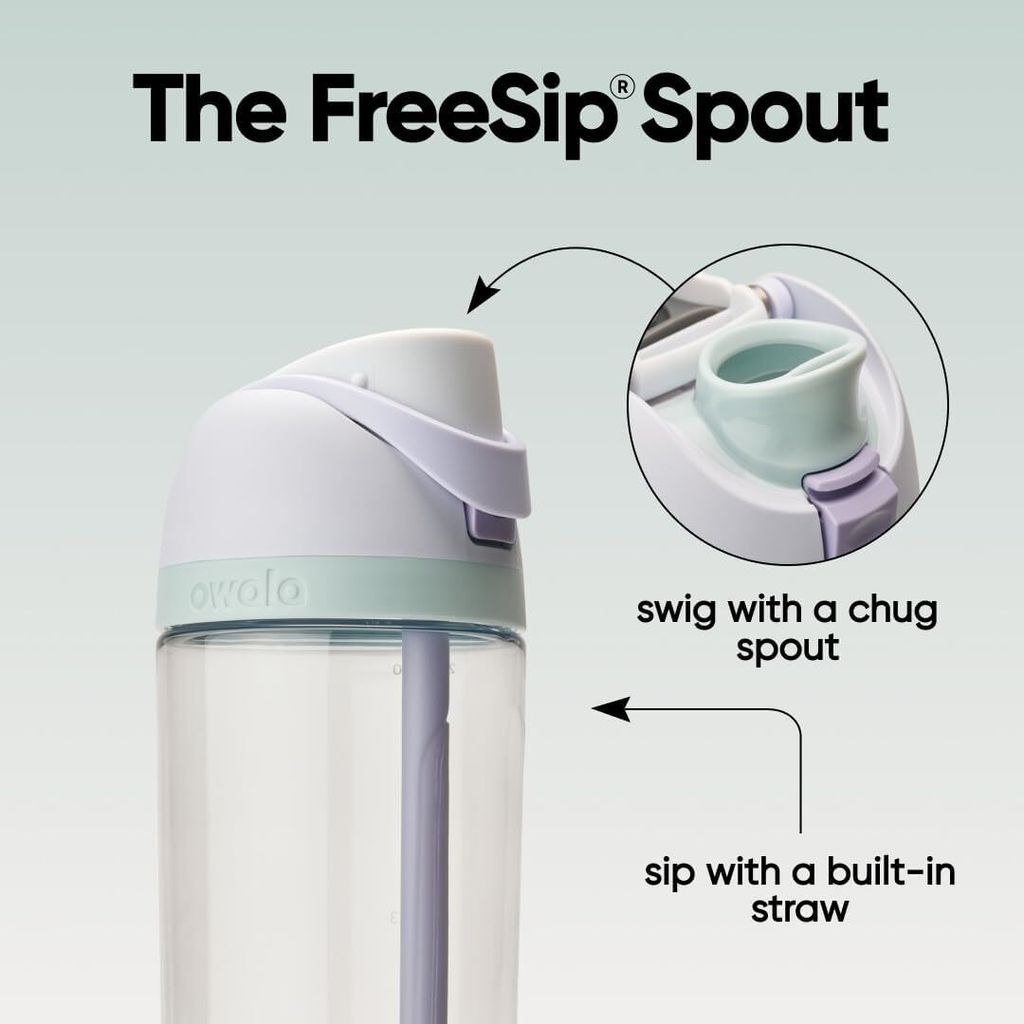 Owala FreeSip Clear Tritan Plastic Water Bottle with Straw, BPA-Free Sports Water Bottle,  11