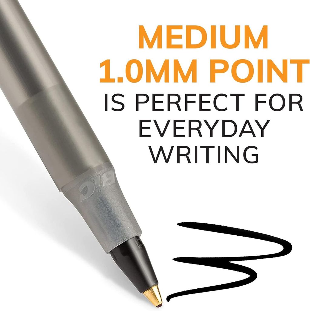 BIC Round Stic Xtra Life Black Ballpoint Pens, Medium Point (1.0mm), 10-Count Pack of Bulk Pens, Flexible Round Barrel for Writing Comfort, No. 1 Selling Ballpoint Pens 2