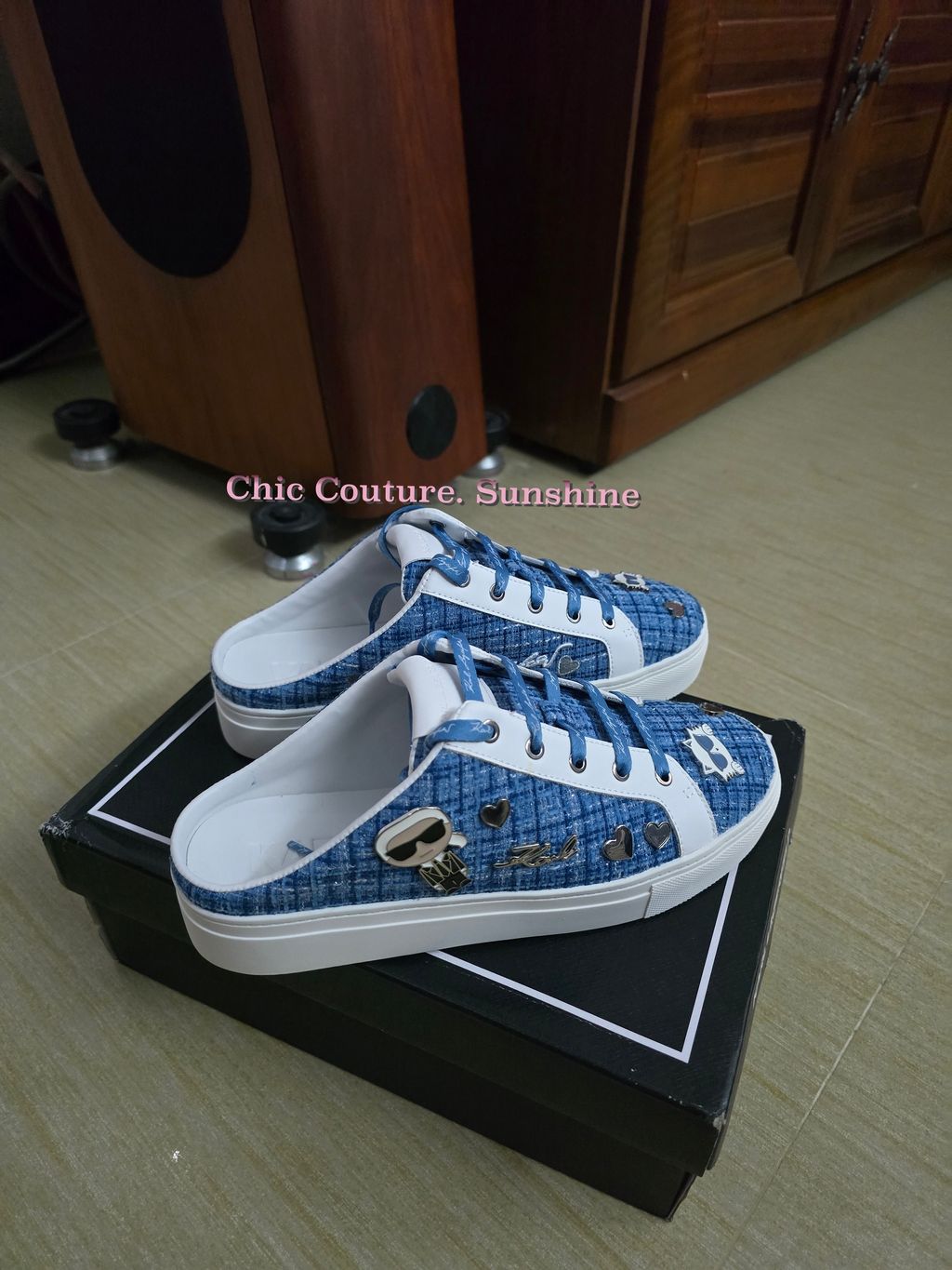 KARL LAGERFELD PARIS Women's Cambria Slide Sneakers 卡爾老佛爺藍調花呢穆勒休閒鞋

karl sneakers