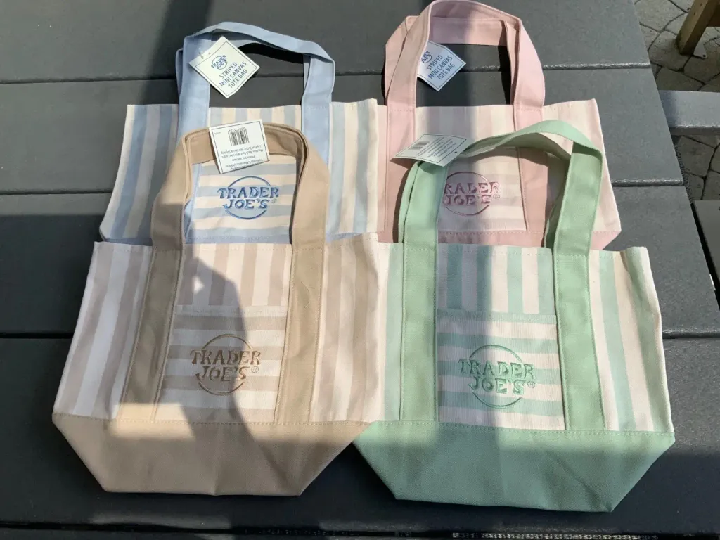 Trader Joe's Striped Mini Canvas Tote Bag 2