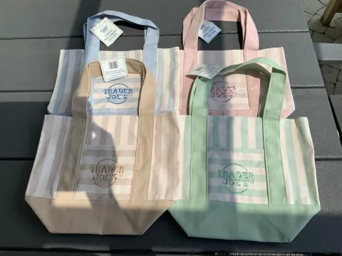 Trader Joe's Striped Mini Canvas Tote Bag 2