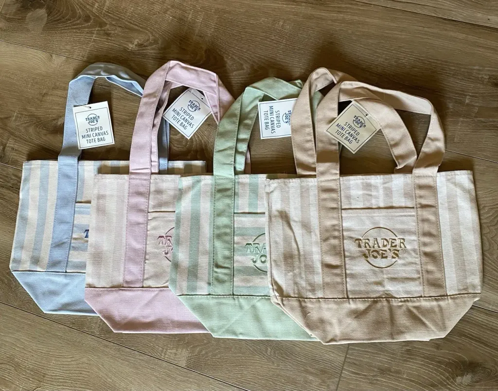Trader Joe's Striped Mini Canvas Tote Bag