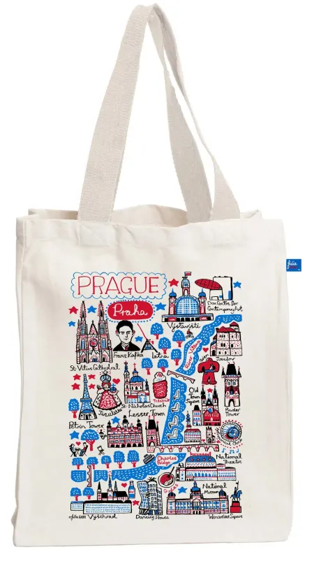 Prague Natural Canvas Tote Bag by Julia Gash  4