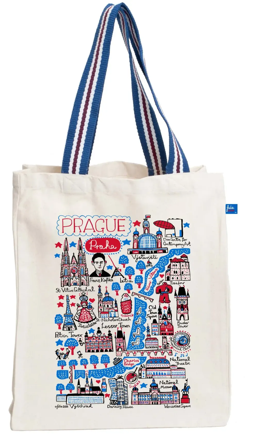 Prague Natural Canvas Tote Bag by Julia Gash 