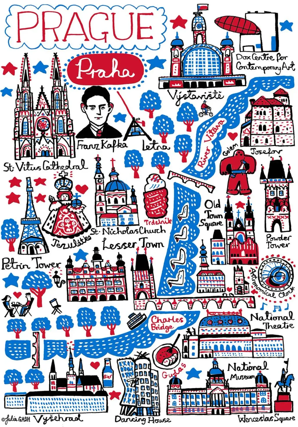 Prague Natural Canvas Tote Bag by Julia Gash  2