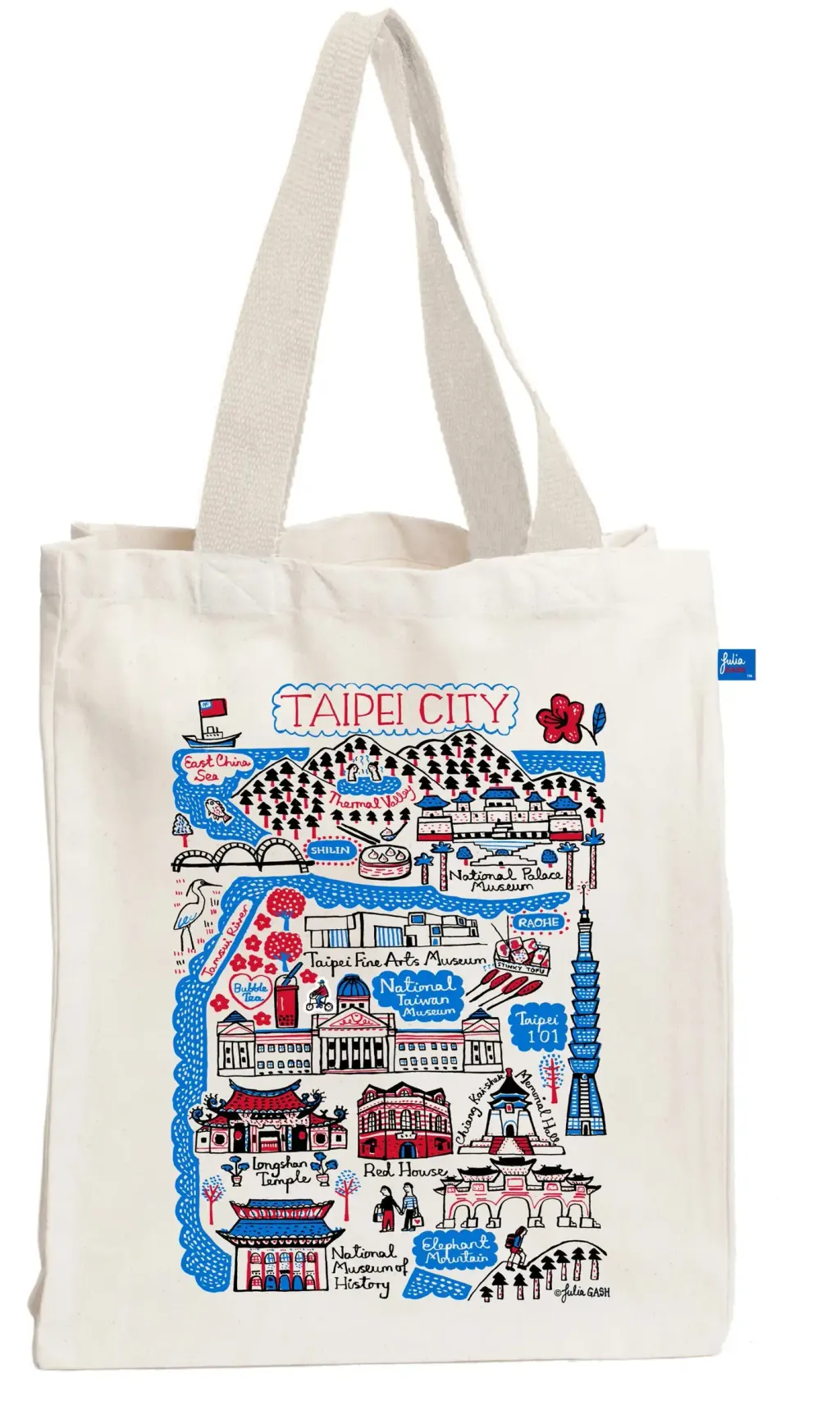 Taipei Natural Canvas Tote Bag by Julia Gash  2