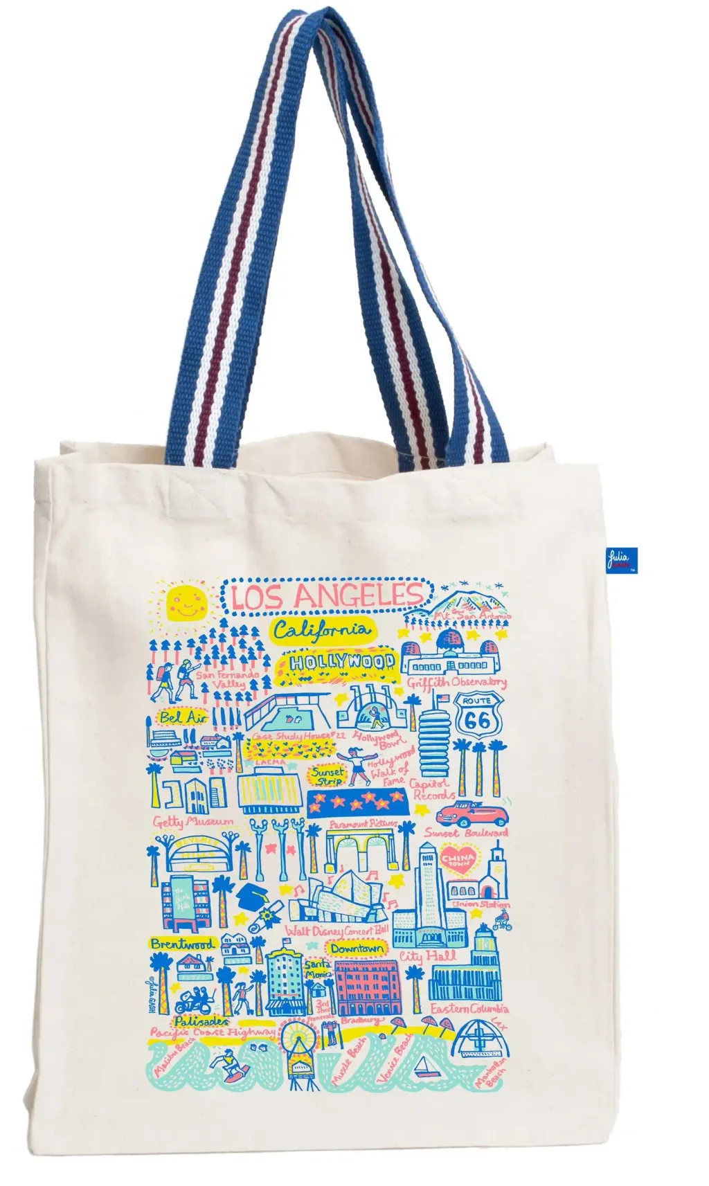 Los Angeles Natural Canvas Tote Bag by Julia Gash 