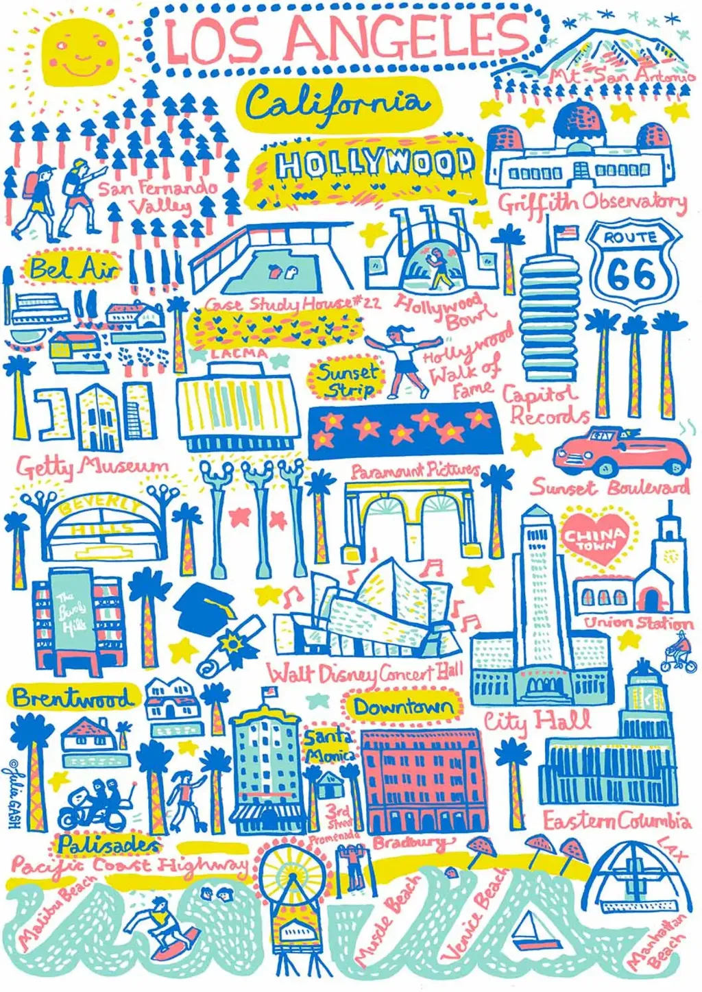 Los Angeles Natural Canvas Tote Bag by Julia Gash  3