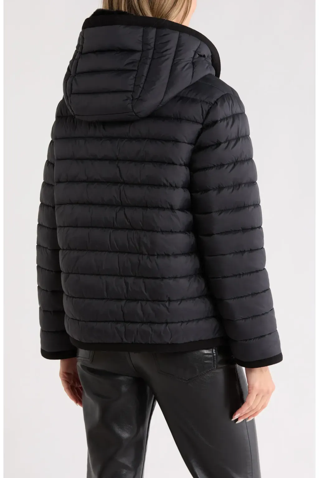 Reversible Faux Fur Hooded Puffer Jacket  2