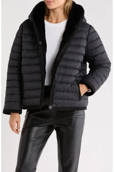 Reversible Faux Fur Hooded Puffer Jacket  3