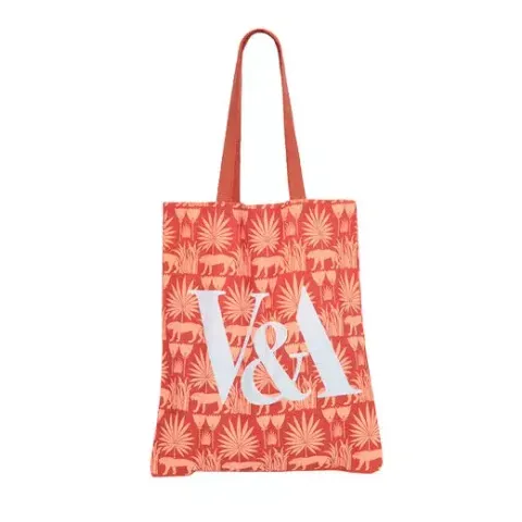 V&A lion orange tote bag