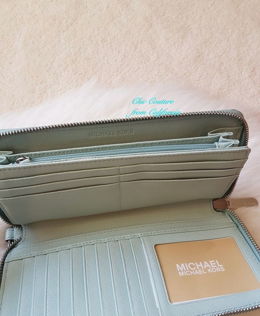 michael kors mk continental jet set walletmk wallet light tiffany blue 1