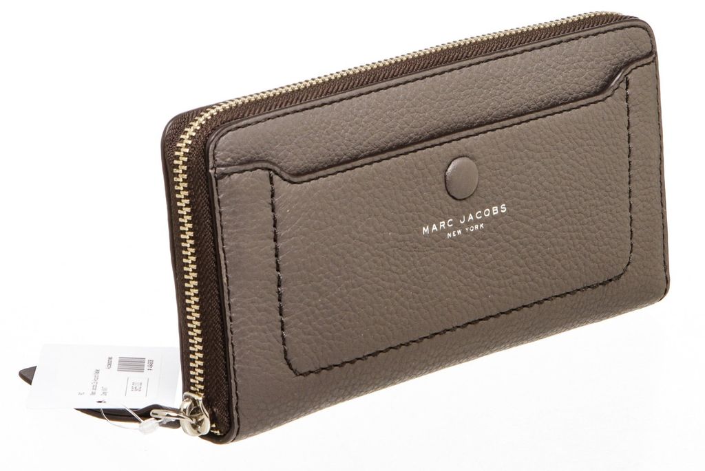 Marc Jacobs Dark Gray Leather Vertical Zip-Around Wallet 1