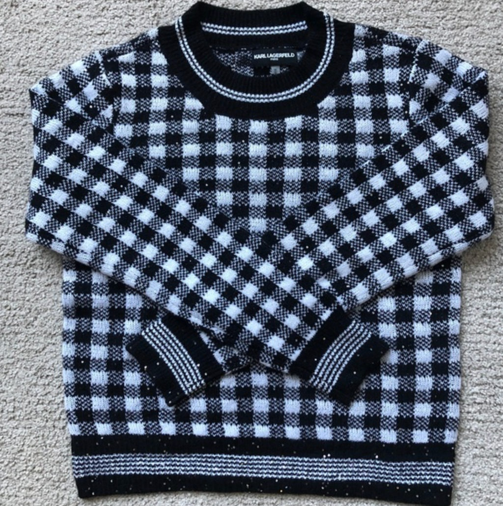 Karl Lagerfeld Plaid Sparkle Sweater