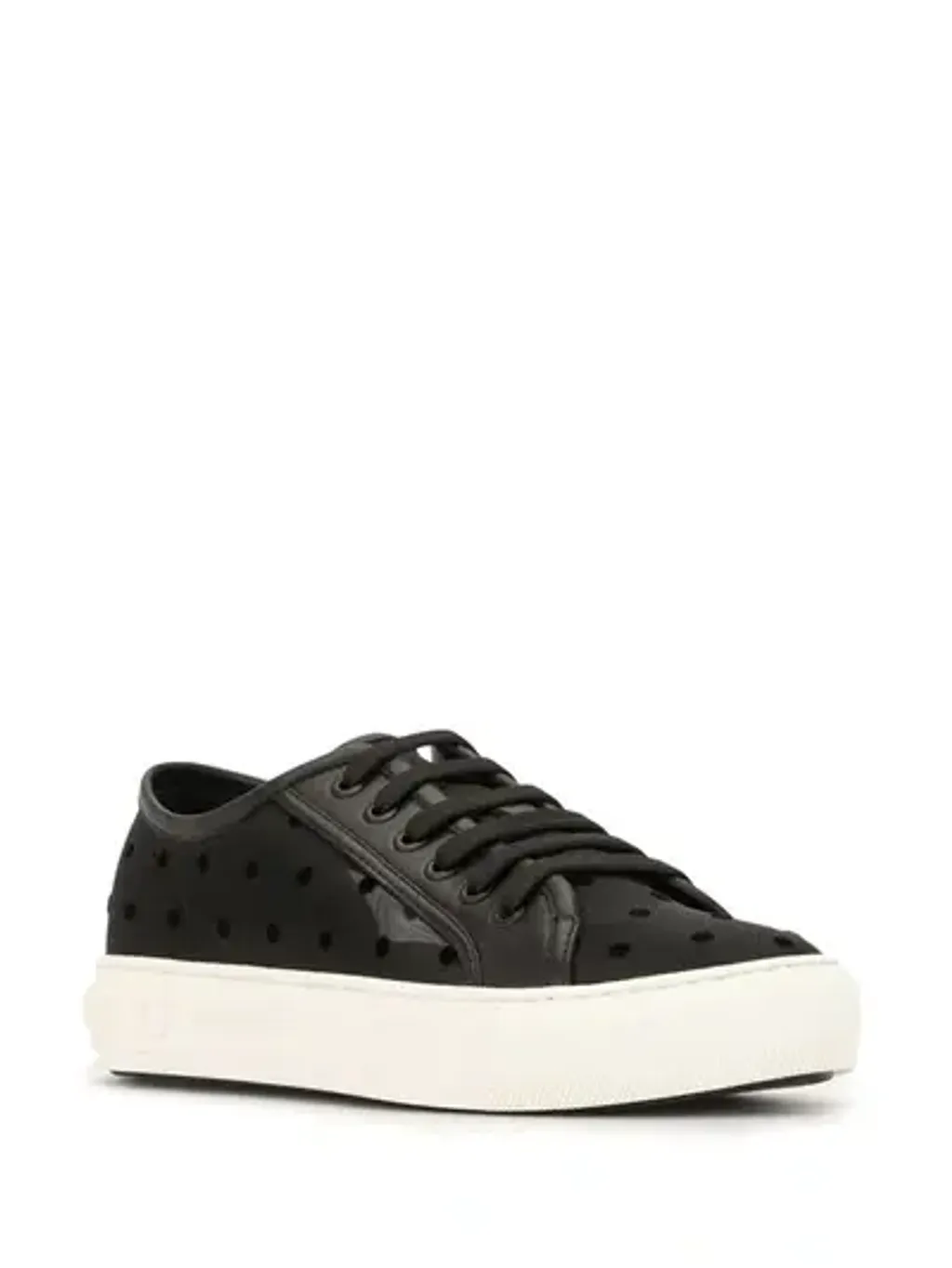 FERRAGAMO Leather-trimmed flocked mesh sneakers 4