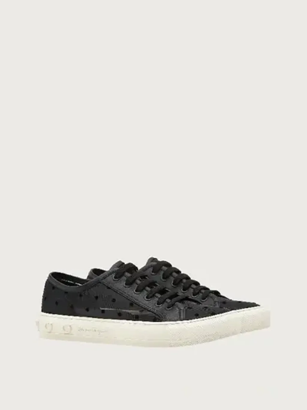 FERRAGAMO Leather-trimmed flocked mesh sneakers 2