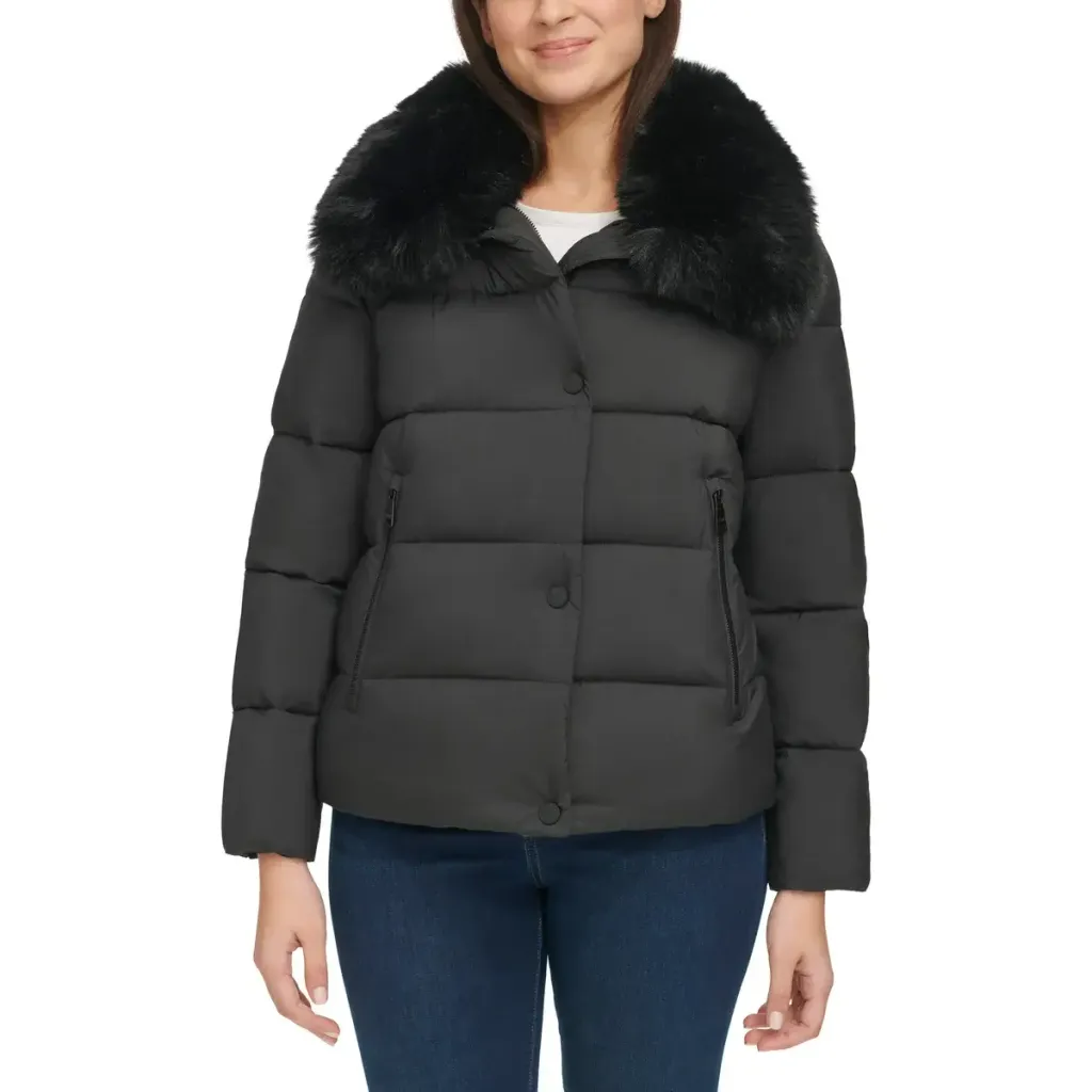 DKNY Ladies' Short Puffer with Removable Faux Fur Collar  4