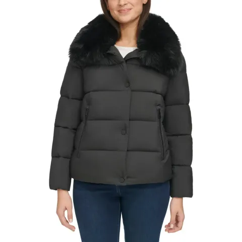 DKNY Ladies' Short Puffer with Removable Faux Fur Collar  4