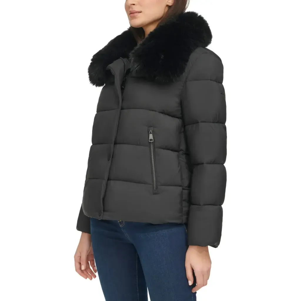 DKNY Ladies' Short Puffer with Removable Faux Fur Collar  7