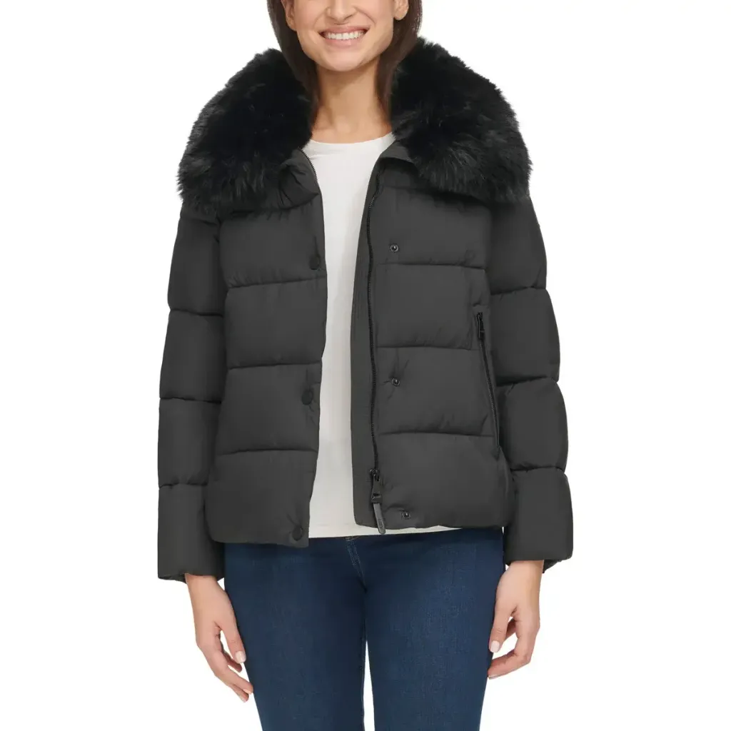DKNY Ladies' Short Puffer with Removable Faux Fur Collar  3