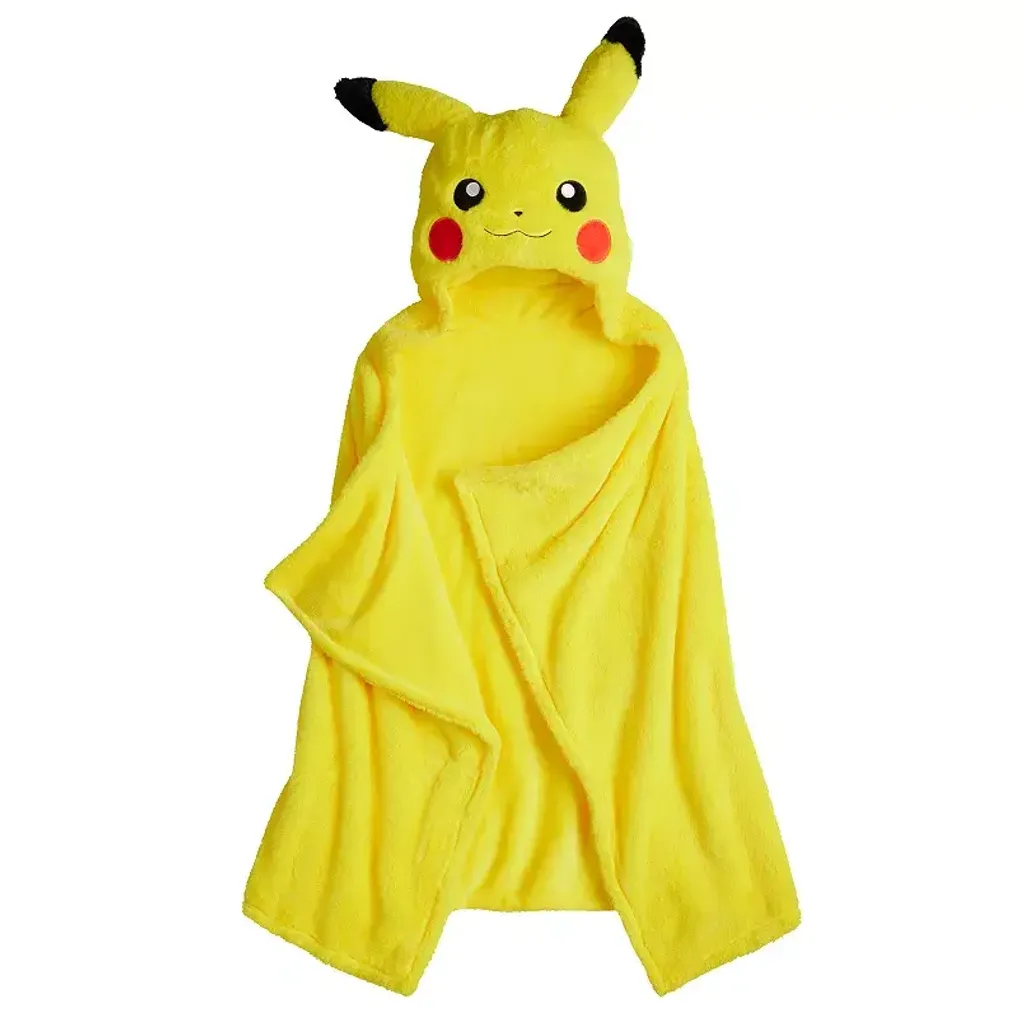 Kids Pokemon Pikachu Hooded Throw Blanket 