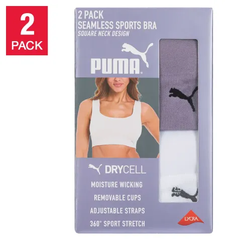 PUMA Women's Seamless Sports Bra, 2-pack  2