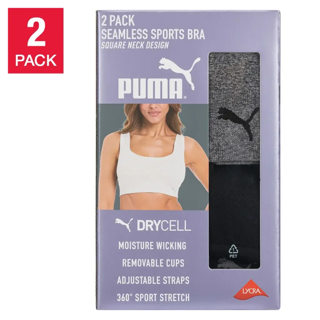 PUMA Women's Seamless Sports Bra, 2-pack  91
