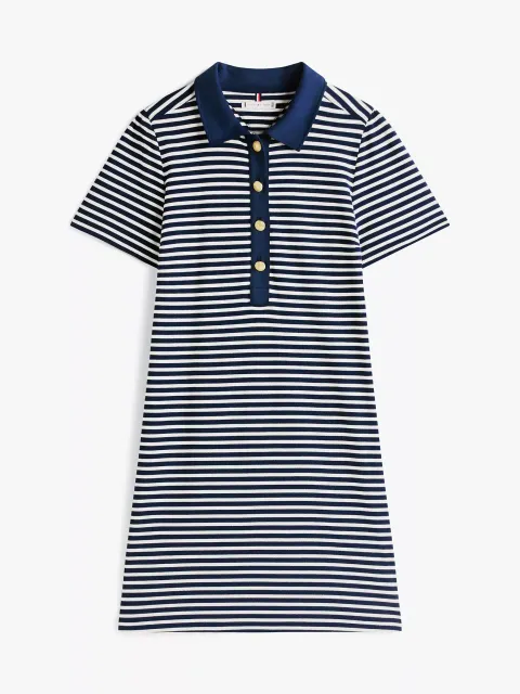 tommy Gold Button Stripe Polo Dress  2