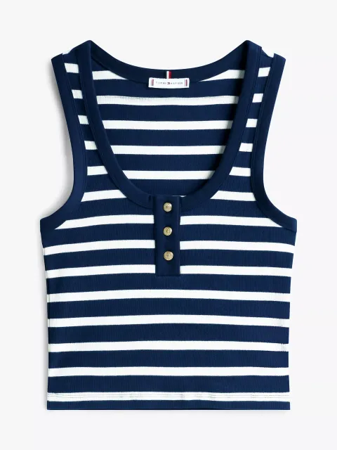 Gold-Button Scoop Neck Tank Top 2