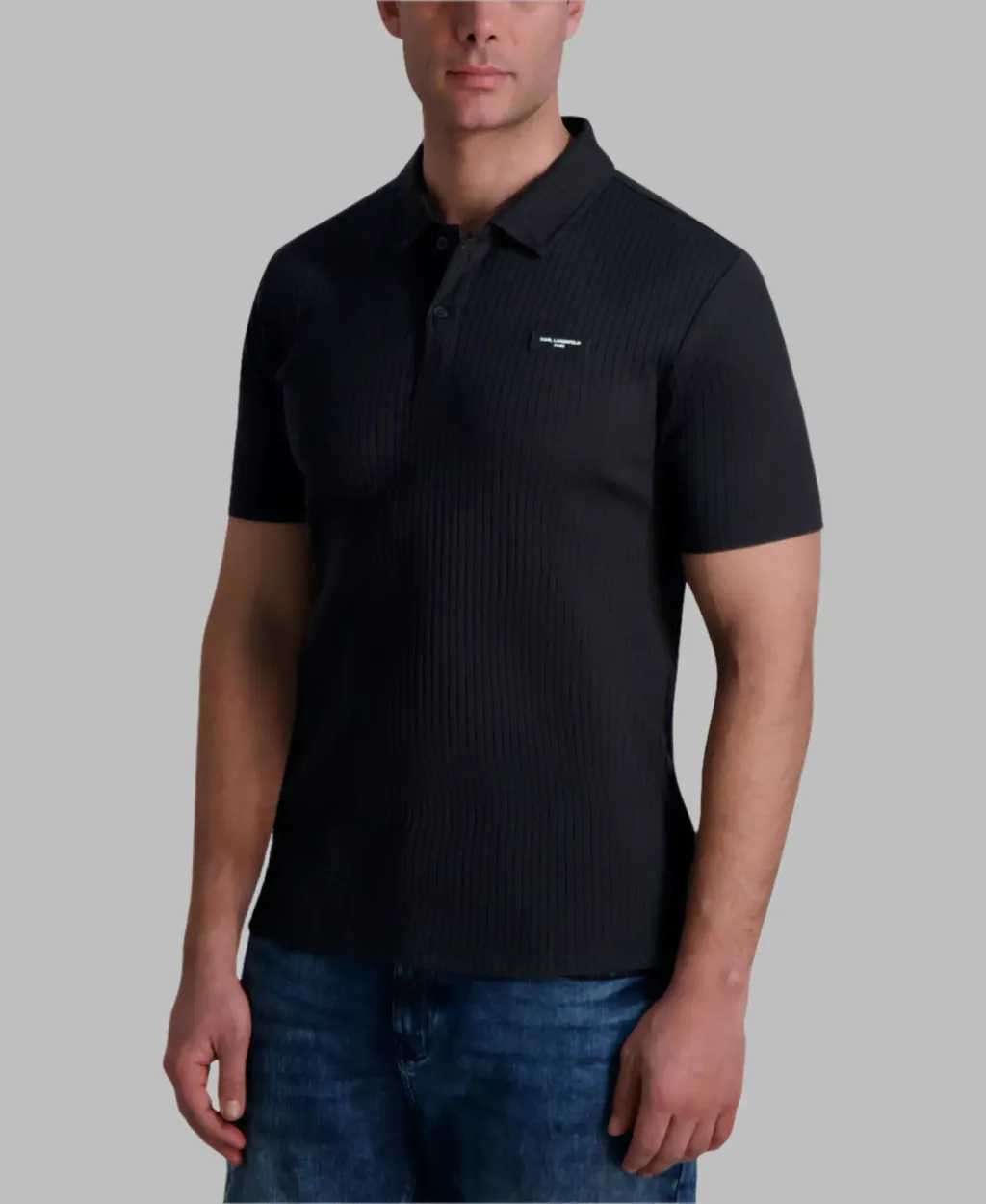karl RIBBED DROP NEEDLE POLO SHIRT  3
