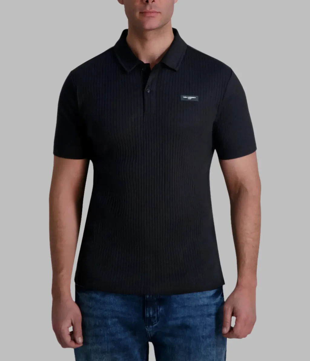 karl RIBBED DROP NEEDLE POLO SHIRT 