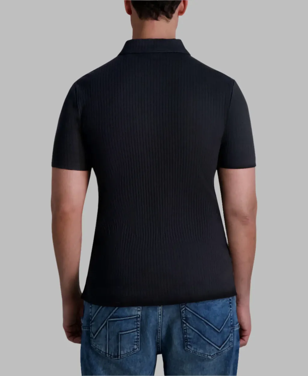 karl RIBBED DROP NEEDLE POLO SHIRT  2