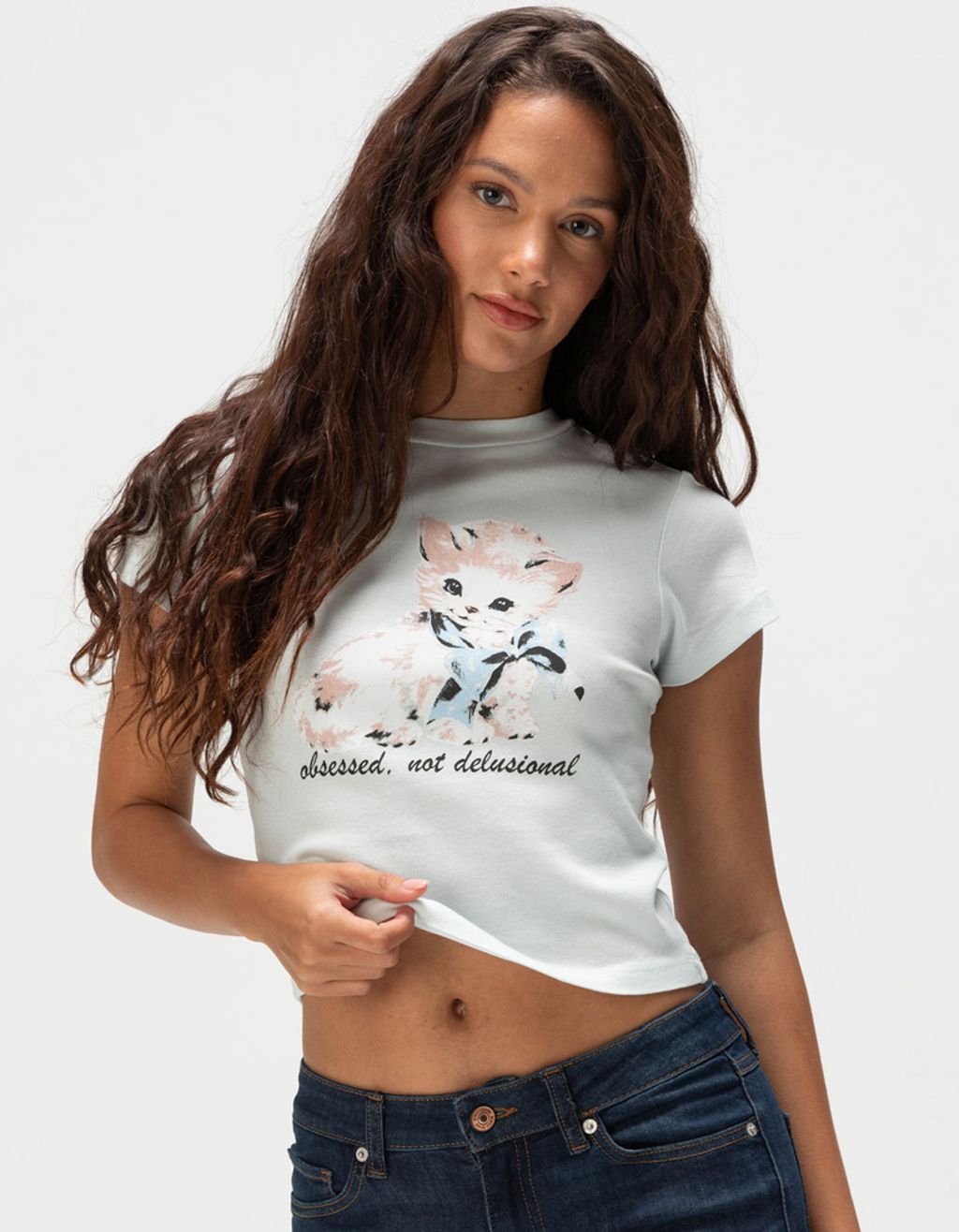 FULL TILT Cat Womens Baby Tee 