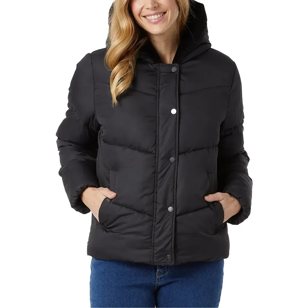 32 Degrees Women’s Quilted Jacket with Plush Lined Hood 