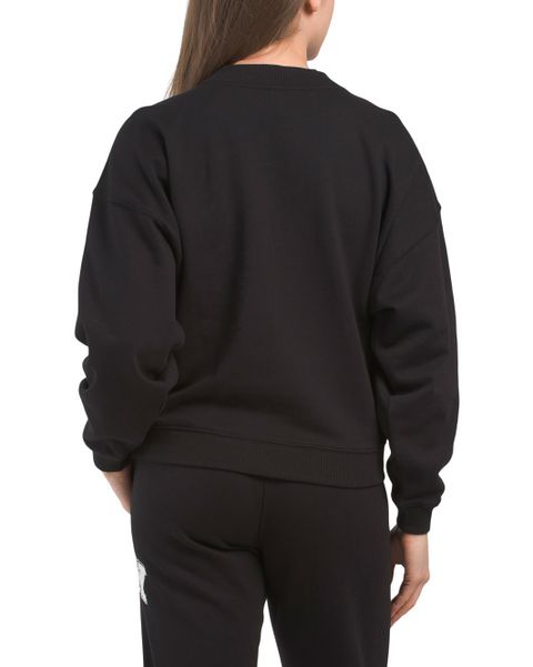 dkny Arched Distressed 89 Rhinestone Logo Crew Neck Pull Over Sweatshirt  2