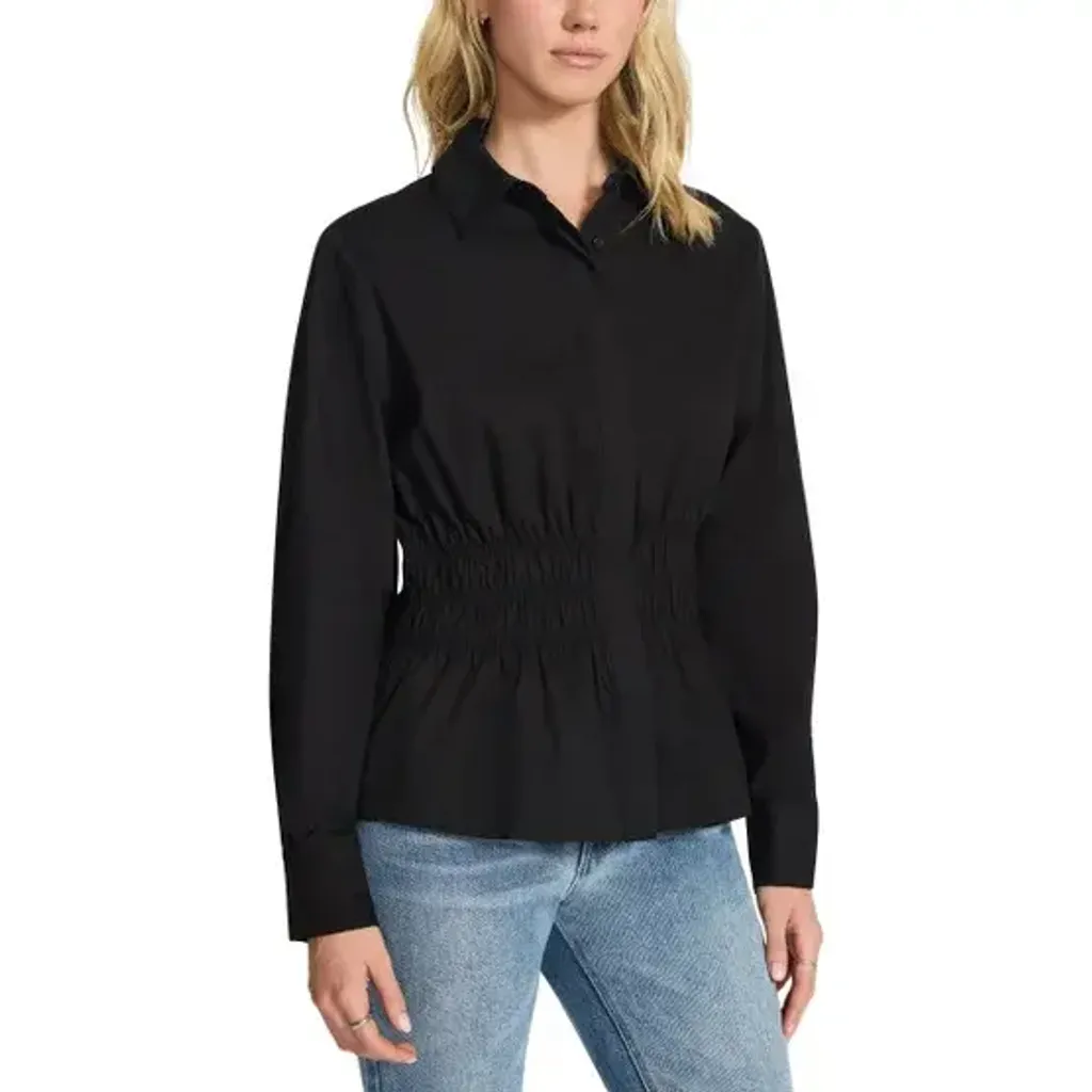 Steve Madden Women's Smock Waist Button Up Shirt  2