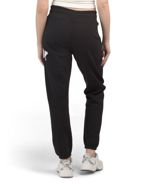 dkny Arched Distressed Rhinestone Logo Joggers With Pockets  2