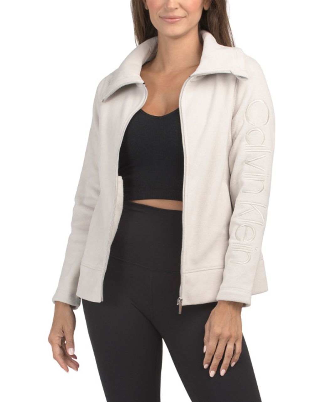 Logo Mock Neck Jacket With Satin Stitching 22