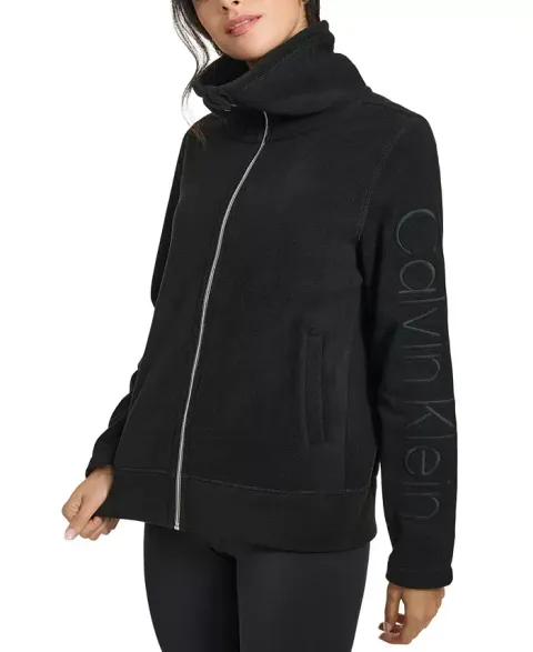 ck Logo Mock Neck Jacket With Satin Stitching 13