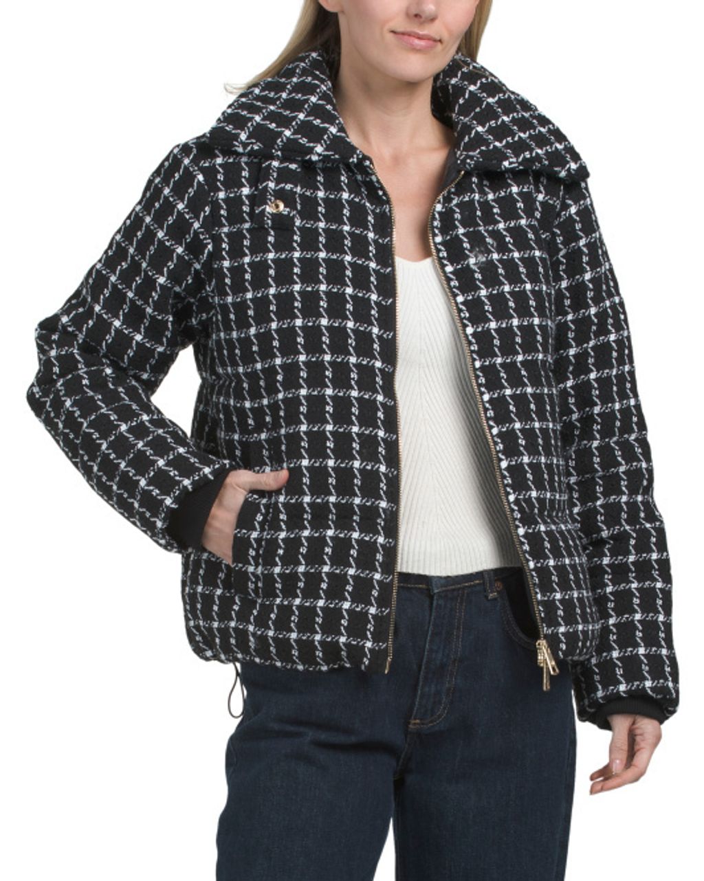 REBECCA MINKOFF Checkered Puffer Coat  3