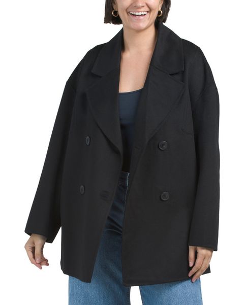 REBECCA MINKOFF Wool Blend Double Breasted Peacoat