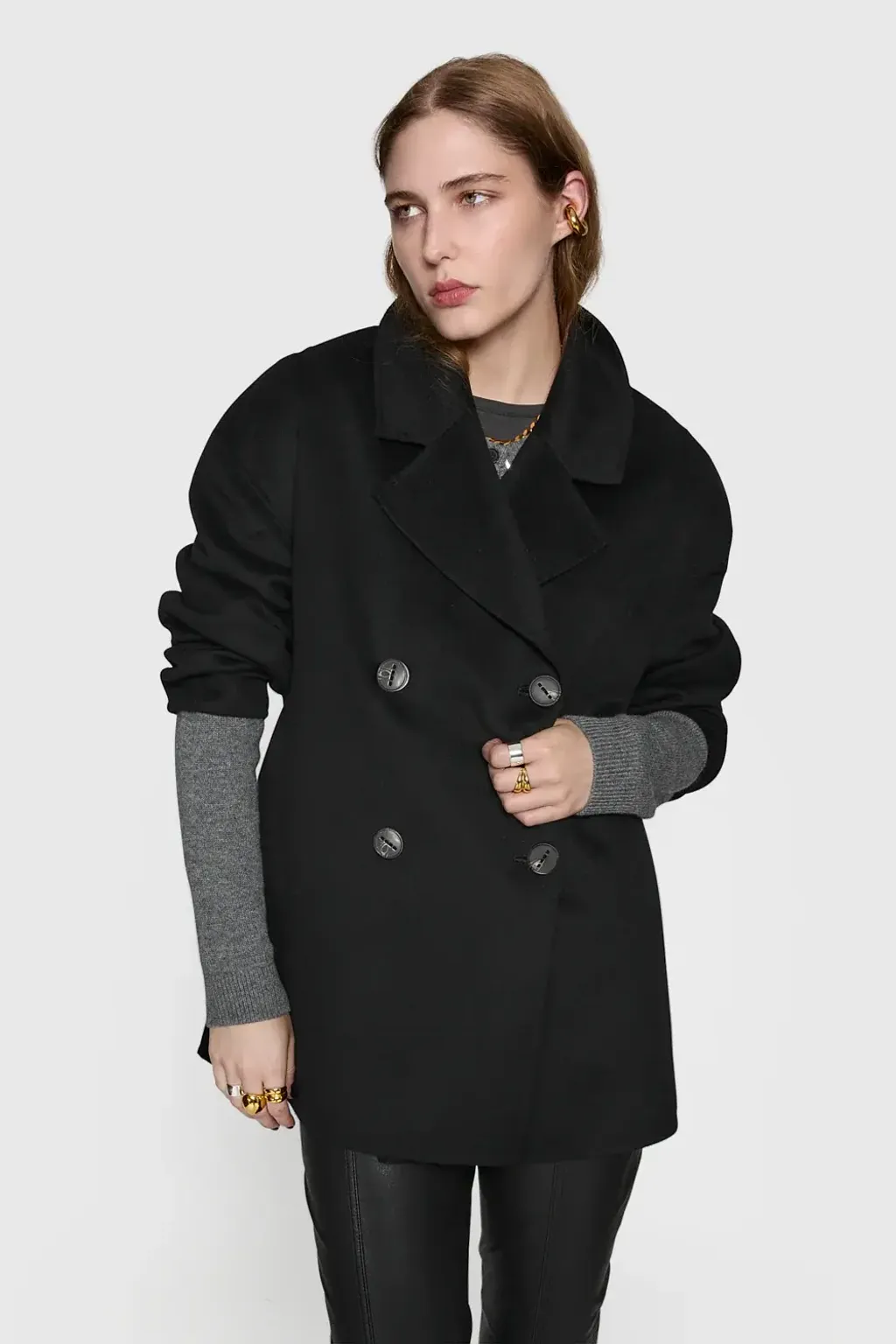 REBECCA MINKOFF Wool Blend Double Breasted Peacoat 2