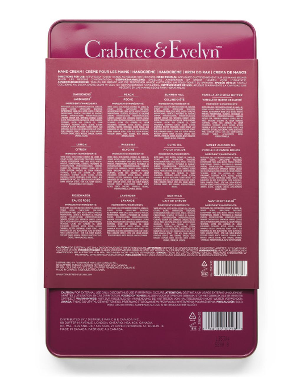 CRABTREE & EVELYN 12pc Hand Therapy Hand Cream Set In Tin Box 2